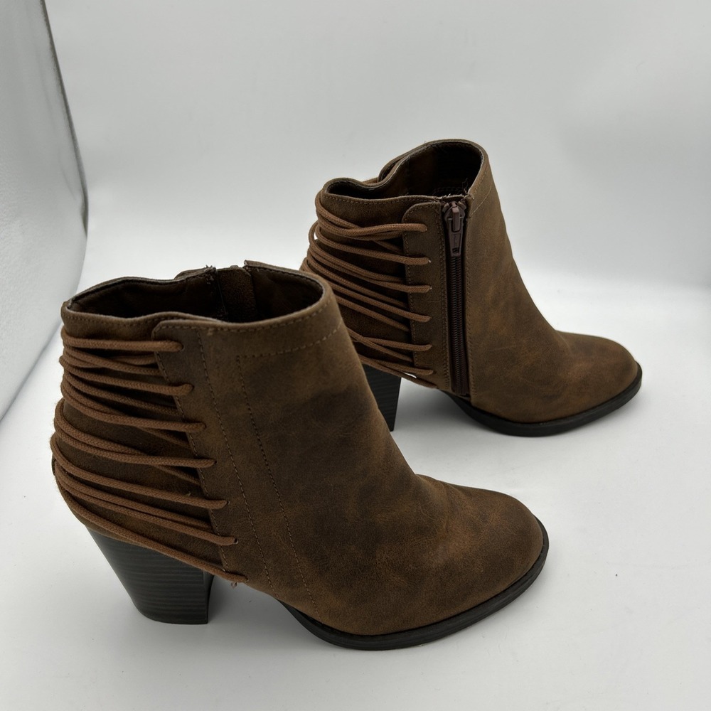 Candies Carboot Scoot Leather Boots Brown Size 8